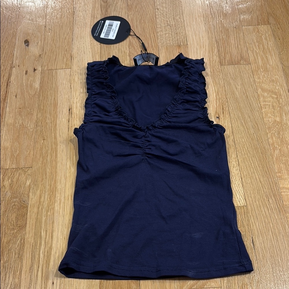 NWT White Fox Boutique Women’s Blue Ruched Ruffled Tank Top Size XXS